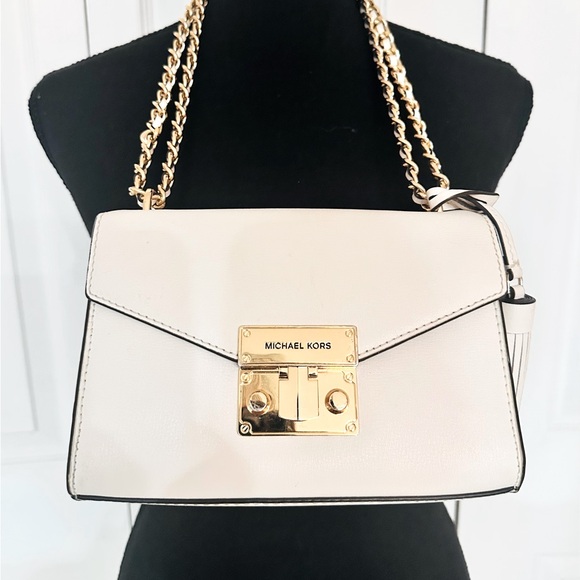 Michael Kors Handbags - MICHAEL KORS ~ Cream/Off White Crossbody Bag with Gold Chain and Accents